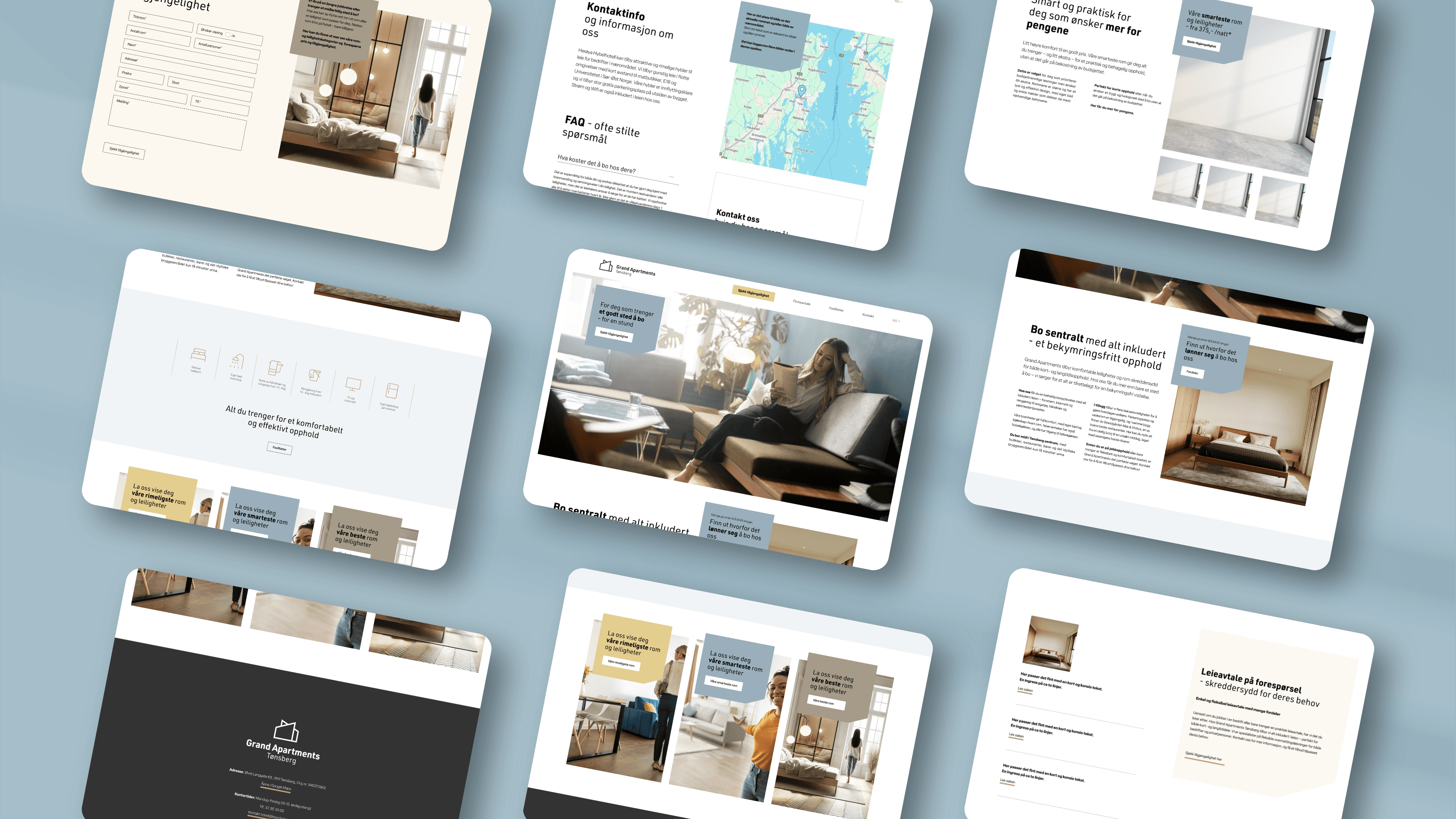 UX/UU/UI: Tidlige skisser bidro til å avklare struktur, uttrykk og funksjonalitet. Et helhetlig designgrunnlag ble etablert for alle hotellene – med tydelig fokus på tilgjengelighet, lesbarhet og visuell sammenheng.