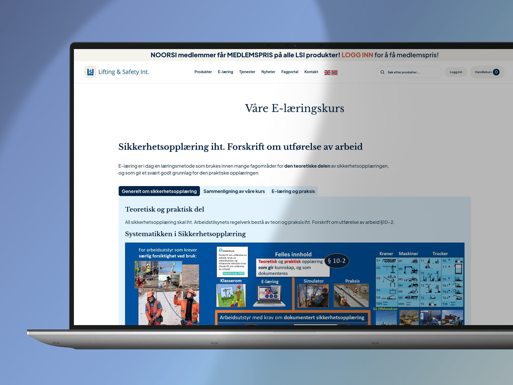 Digital plattform for kurs og e-læring: E-læringskursene gir brukerne strukturert opplæring og tilgang til faglig innhold når de trenger det.