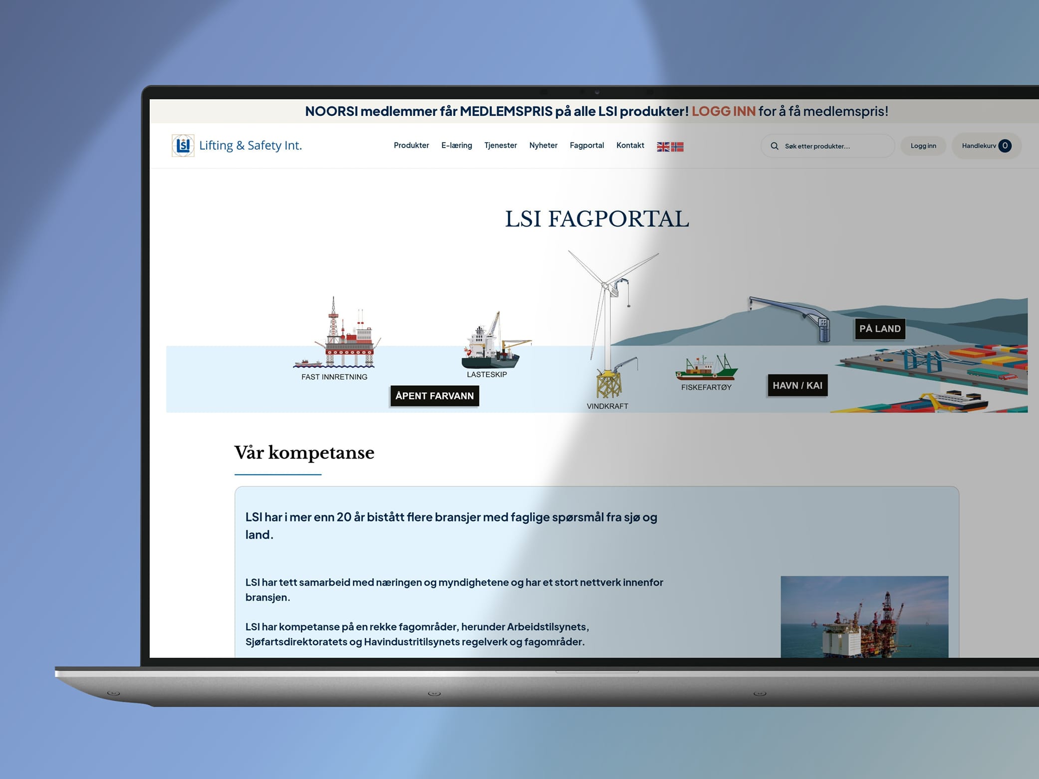 Fagportal: Fagportalen samler nødvendig fagstoff, regelverk og veiledninger som gjør det enklere å forstå og navigere i sikkerhetskravene for bransjen. 